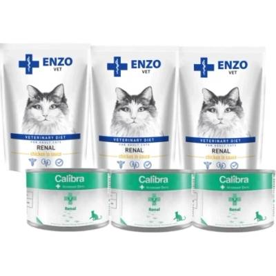 Calibra Veterinary Diets Cat Renal 6x200 г + ENZO VET Renal с пилешко 6x100 г