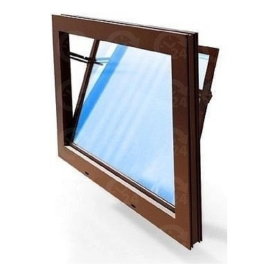 ACO Sklepní okno hnědé vyklápěcí plastové 60 x 50 cm dvojsklo 4+4 mm