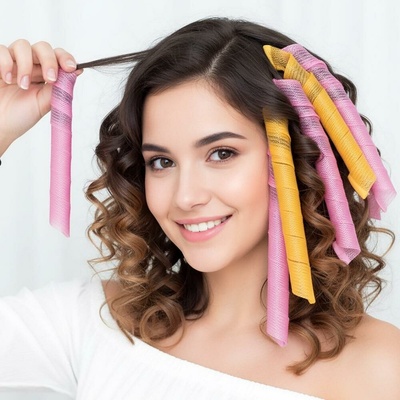 Spirálové natáčky na vlasy 50 cm - 20 ks + háček