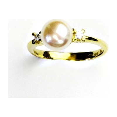 Čištín Zlatý prsten přírodní říční perla růžová žluté i bílé zlato T 1207