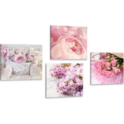Set obrazů jemné zátiší květin - 4x 40x40