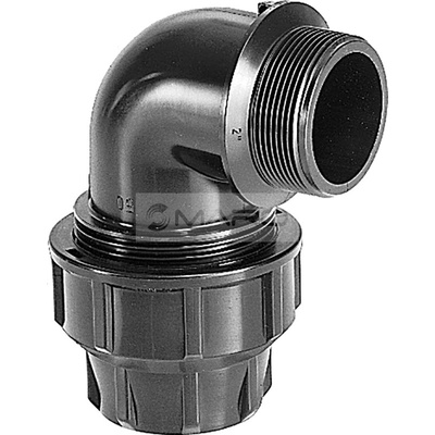 Plas-Fit Koleno svěrné plastové 90° s vnějším závitem na PE trubky 63 mm x 2"