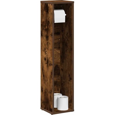 vidaXL Шкаф за баня с поставка за ролкови ролки, пушен дъб, 20, 5x20x90 см (858510)
