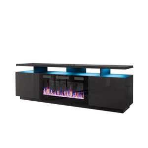 Cama meble RTV EVA шкаф с електрическа камина 180x40x52 см графит/гланц графит (EVA+KOM GR/GR)