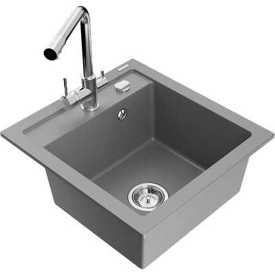 Mexen Vito мивка от гранит с 1 отделение и кухненски смесител Duero, сив - 6503-71-671600-00 (6503-71-671600-00)