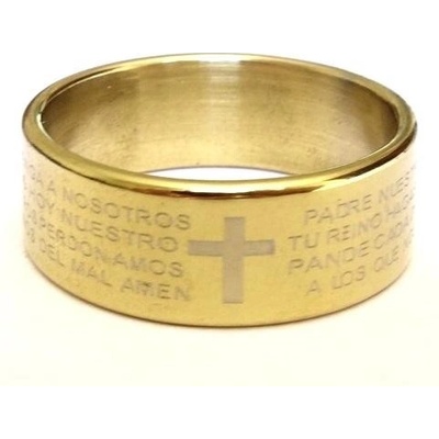 Blingstar Prsten CROSS PRAYER Ježíš z Nerez oceli Gold 1105 kříž