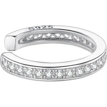 DELIS Сребърен маншет за ухо, jw976, модел с кристали, с родиево покритие (jw976)