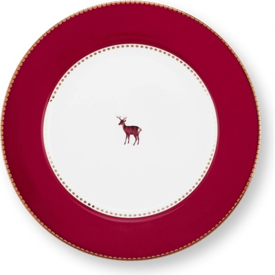 Pip Studio Love Birds Medalion Deer Red talíř 21cm, tmavě červený