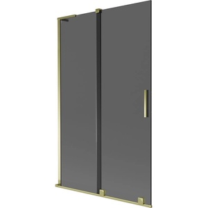 Mexen Velar L параван за вана, двукрилен, плъзгащ се, 110 x 150 cm, графит, златен - 896-110-003-41-50 (896-110-003-41-50)