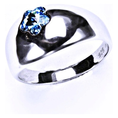 Čištín Stříbrný s krystalem Swarovski kytička AkvamarinT 1301