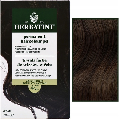 Herbatint Bylinná gelová Barva na vlasy 170 ml 4C Popelavý kaštan
