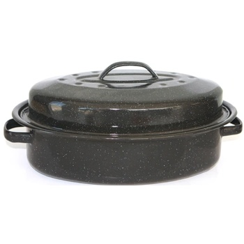 Румънски емайл РЯ-Тава овал с дръжки и капак 34xh7, 5cm. (0241+0241C/34) (0160101)