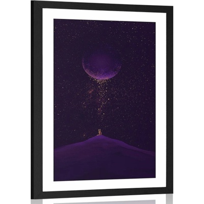 Plakát s paspartou fialová magická planeta - 60x90 no frame