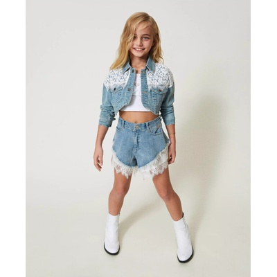 Twinset Girl kraťasy riflové s krajkou