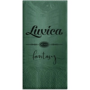 Luxica® Fantasy тъмно зелени салфетки с дискретен релеф и фин бордюр 2 слоя | 40 броя Сгъвка 1/8 (29092922929)