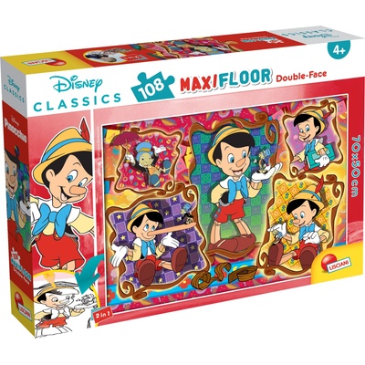 Lisciani Двулицев пъзел Lisciani за оцветяване от 108 части - Пинокио (31757)