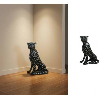 Socha Leopard – luxusná dekorácia do bytu (bodkovaný vzor) - 61 cm