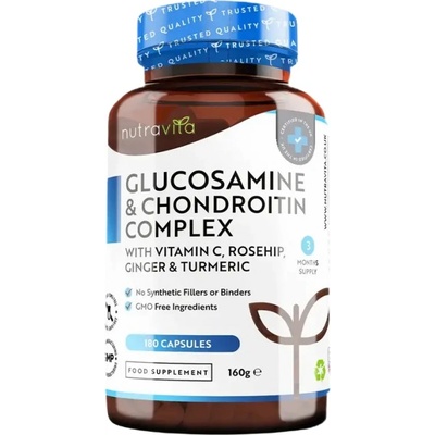 NutraVita Glucosamine Chondroitin | with Turmeric, Ginger & Vitamin C [180 капсули]
