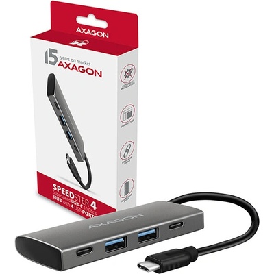 AXAGON HMC-4G2, USB-C 3.2 Gen 2 10 Gb/s hub, porty 2x USB-A + 2x USB-C, kabel USB-C 13cm Axagon