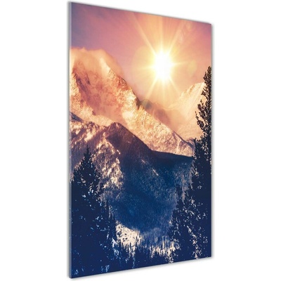 Vertikálny foto obraz fotografie na skle Slnko nad horami 50x100 cm