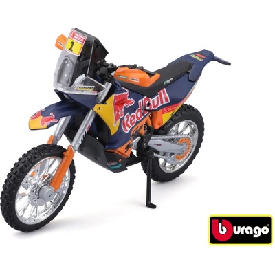 Motorka Bburago Red Bull KTM Rally Dakar 2019 kov/plast 12cm na volný chod v krabičce 17x11cm