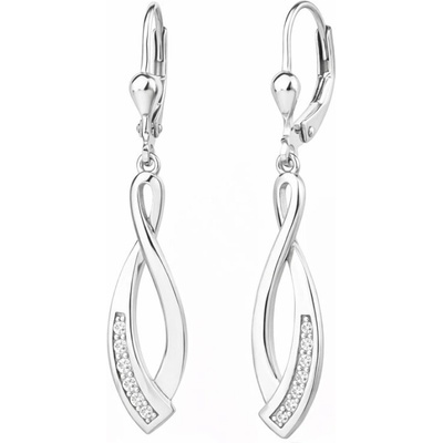GRACE Silver Jewellery Stříbrné visací náušnice se zirkony Lina stříbro 925/1000 E-1518-MHT-7922/355 Stříbrná