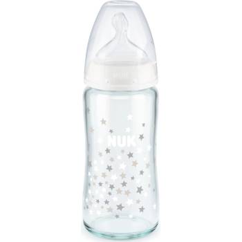 Nuk Стъклено шише със силиконов биберон Nuk - First Choice, TC, 240 ml, бялo (10745121)