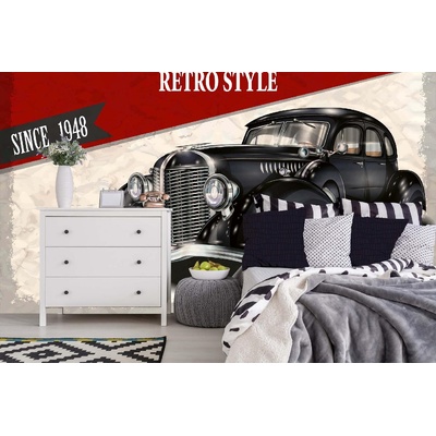 DIMEX ART Самозалепваща се флизелинова фототапета черна ретро кола 375 x 250 см