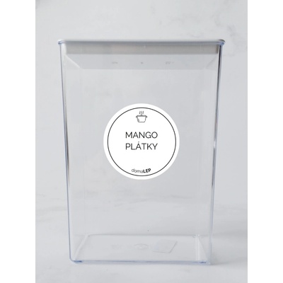 DomaLEP MANGO PLÁTKY bílá samolepka na dózu základní písmo 5 cm