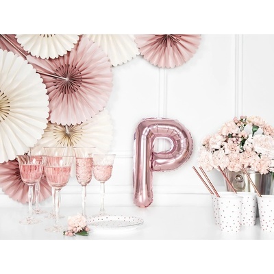 Party Deco FB2M P 019R Fóliový balón ružovo zlatý písmeno 35 cm P