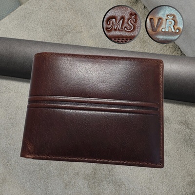 Prémiová personalizovaná pánská kožená peněženka s monogramem RFID ochrana