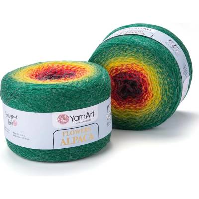 Yarn Art Flowers alpaca 430 tmavě šedá, červená, žlutá, zelená