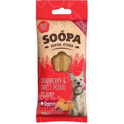 Soopa Tyčinky Brusnice a Batáty dentálne maškrty 100 g