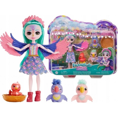 Mattel Enchantimals City Tails Main Street Filia Finch Family