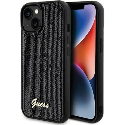 GUESS Кейс Guess Sequin Script Metal за iPhone 14 / 15 / 13, черен (GUE003157-0)