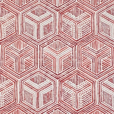 Dekoračná látka krémová, červený vzor, š.140