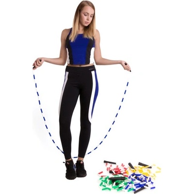 Vinex Скачащо въже с мъниста, синьо/бяло, 300 см vinex