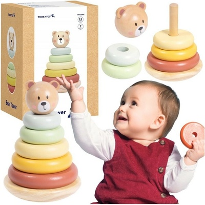 Tooky Toy nasadzovacie krúžky Macko Pastel