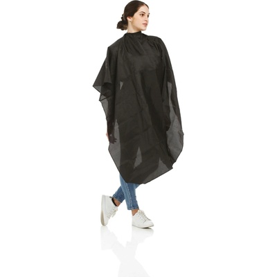 HAIR CARE pláštenka Love 125 x 145 cm čierna uchytenie okolo krku na háčiky 100% polyester