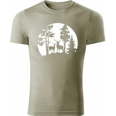 Tričko Forest pánske tričko svetlá khaki biele