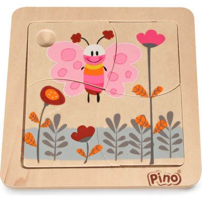 Pino Дървен мини пъзел Pino - Пеперуда, 4 части (4733-1)