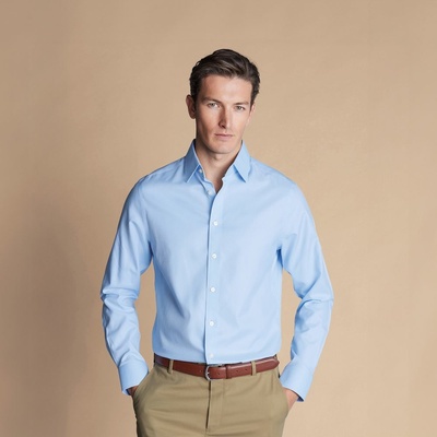 Charles Tyrwhitt Non-Iron Twill košel'a Classic fit štandardná klasické gombíky sky blue