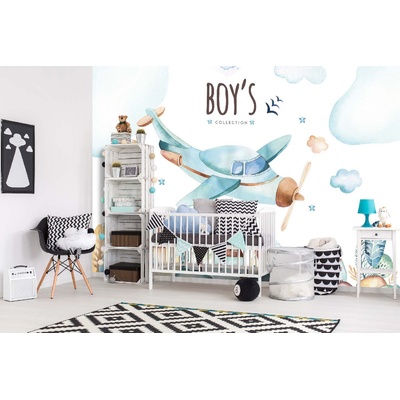 DIMEX ART Самозалепваща се флизелинова фототапета самолет, акварел 375 x 250 см