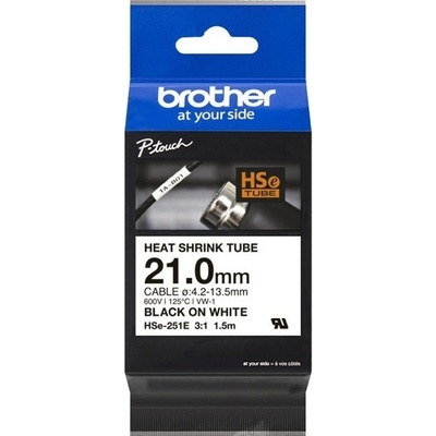 Brother originál páska do tlačiarne štítkov, Brother, HSE-251E, čierny tlač/biely podklad, 1.5m, 21mm HSE251E