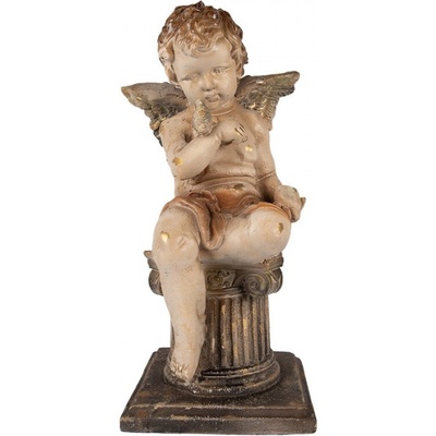 Clayre & Eef Béžová keramická dekorativní figurka anděl – 30x30x60 cm
