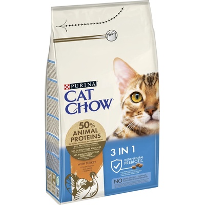 Суха храна за котки PURINA CAT CHOW Cat, 3in1 с Naturium, с пуйка - 15кг