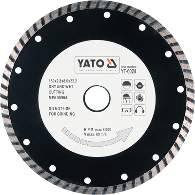 Yato Kotouč řezný diamantový 180 x 22,2 x 2,8 mm YT-6024