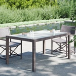 vidaXL Градинска маса 150x90x75 см закалено стъкло и полиратан кафява (316704)