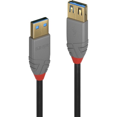 Lindy Кабел USB 3.2 Gen1 A - A удължител, Anthra Line, M/F 3 м, черен 36763 (36763)