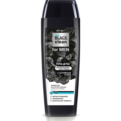 Belita Black Clean Men sprchový gél s aktívnym uhlímna pre telo a tvár 400 ml